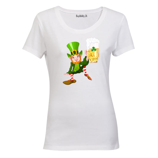 St. Patrick's Beer Leprechaun - Ladies - T-Shirt - BuyAbility