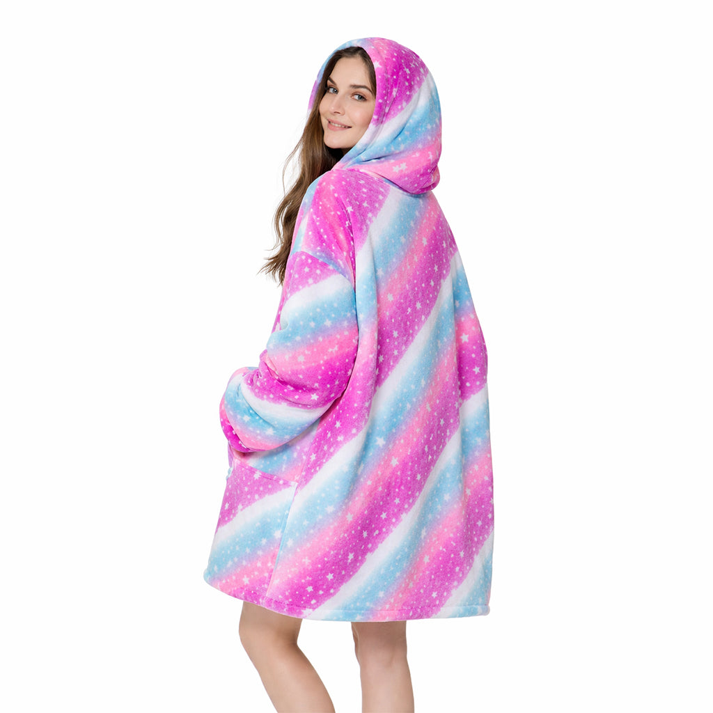Over-sized Stars Fleece Hoodie - One Size
