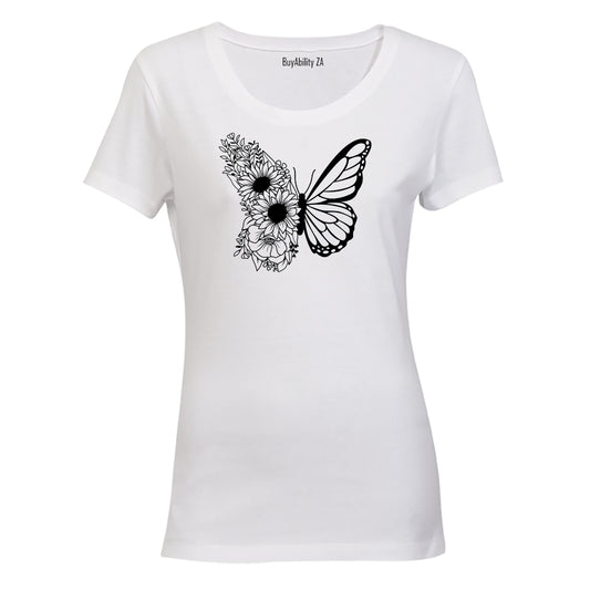 Sunflower Butterfly - Ladies - T-Shirt - BuyAbility South Africa