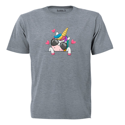 Sunglasses Peeking Unicorn - Kids T-Shirt