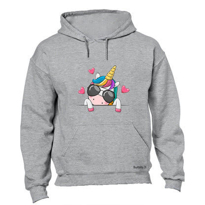 Sunglasses Peeking Unicorn - Hoodie
