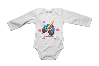Sunglasses Peeking Unicorn - Baby Grow