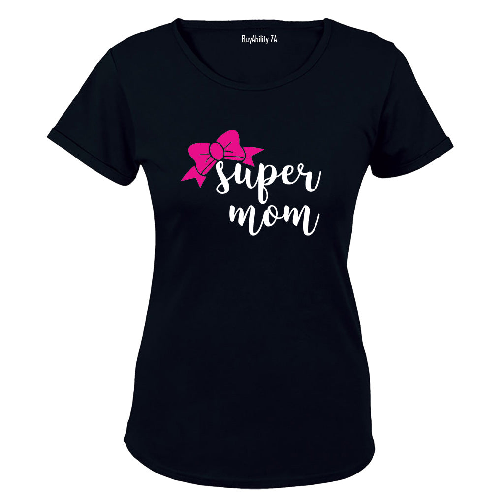 Super Mom - Pink Bow - Ladies - T-Shirt - BuyAbility