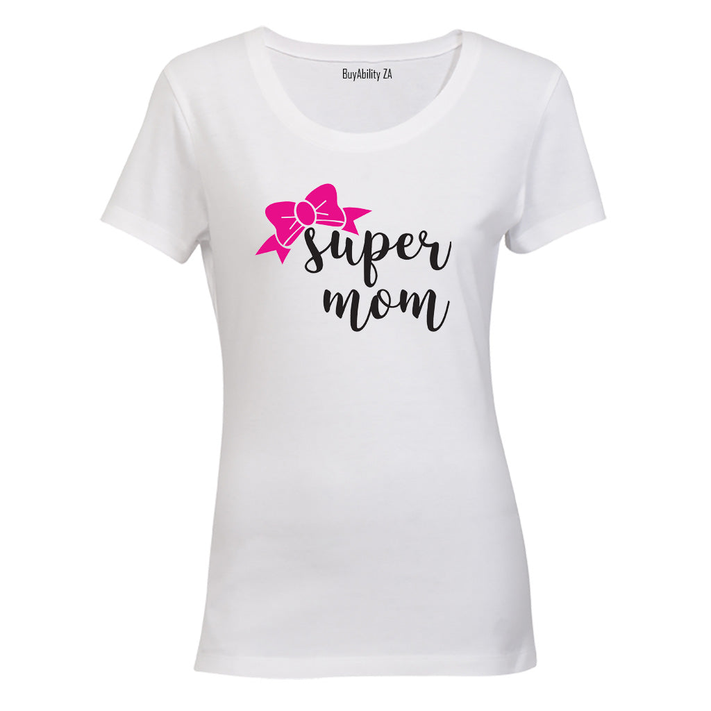 Super Mom - Pink Bow - Ladies - T-Shirt - BuyAbility