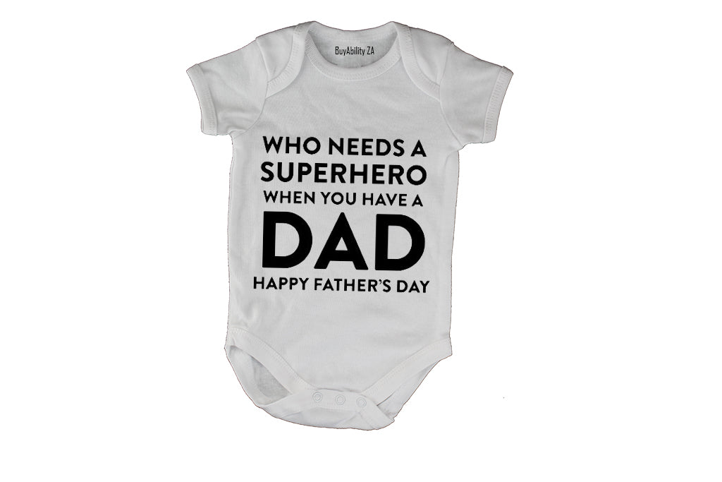 Superhero - Happy Fathers Day - Baby Grow