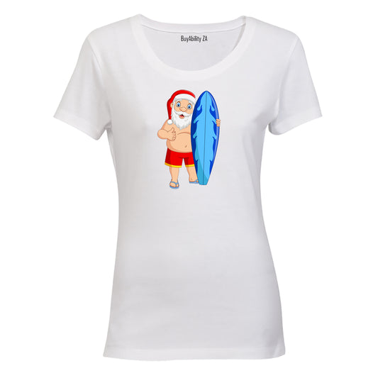 Surfer Santa - Christmas - Ladies - T-Shirt
