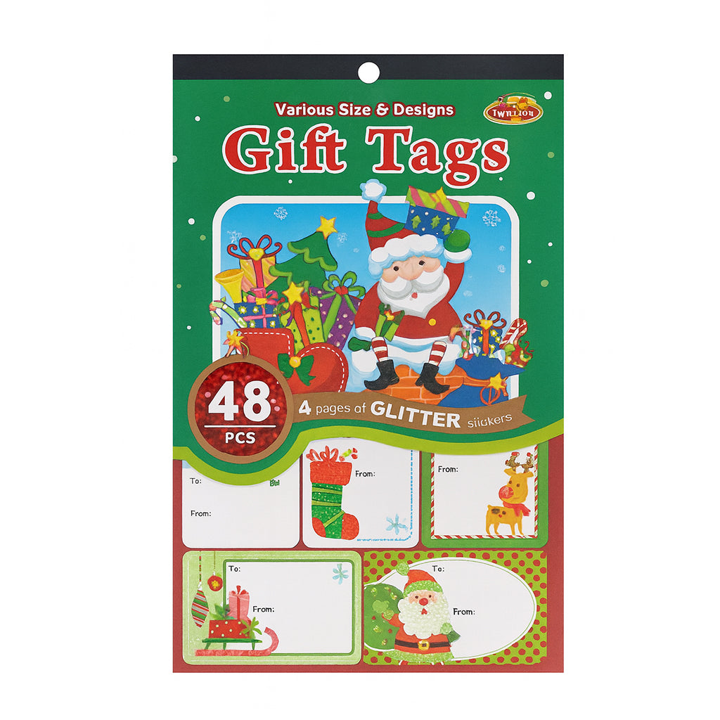Christmas Glitter Gift Tags - 48 Piece
