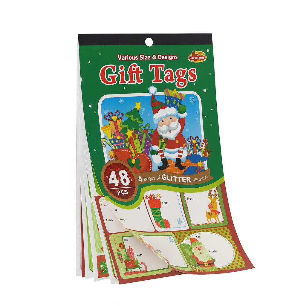 Christmas Glitter Gift Tags - 48 Piece