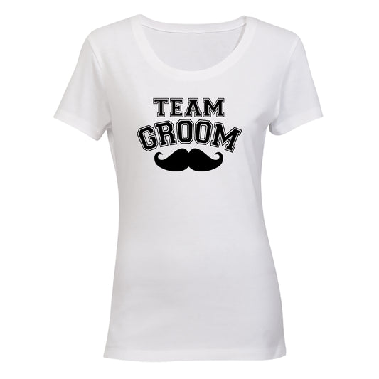 Team Groom - Mustache - Ladies - T-Shirt - BuyAbility South Africa