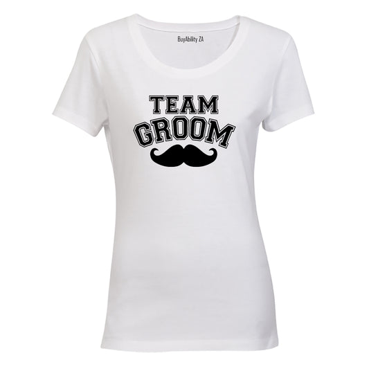Team Groom - Mustache - Ladies - T-Shirt