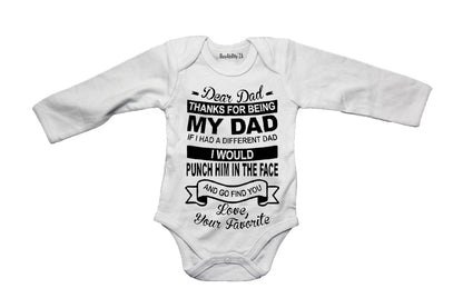 Thanks For Being My Dad - Baby Grow