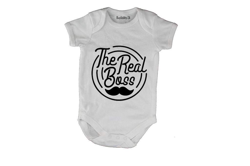 The Real Boss - Mustache - Baby Grow - BuyAbility South Africa