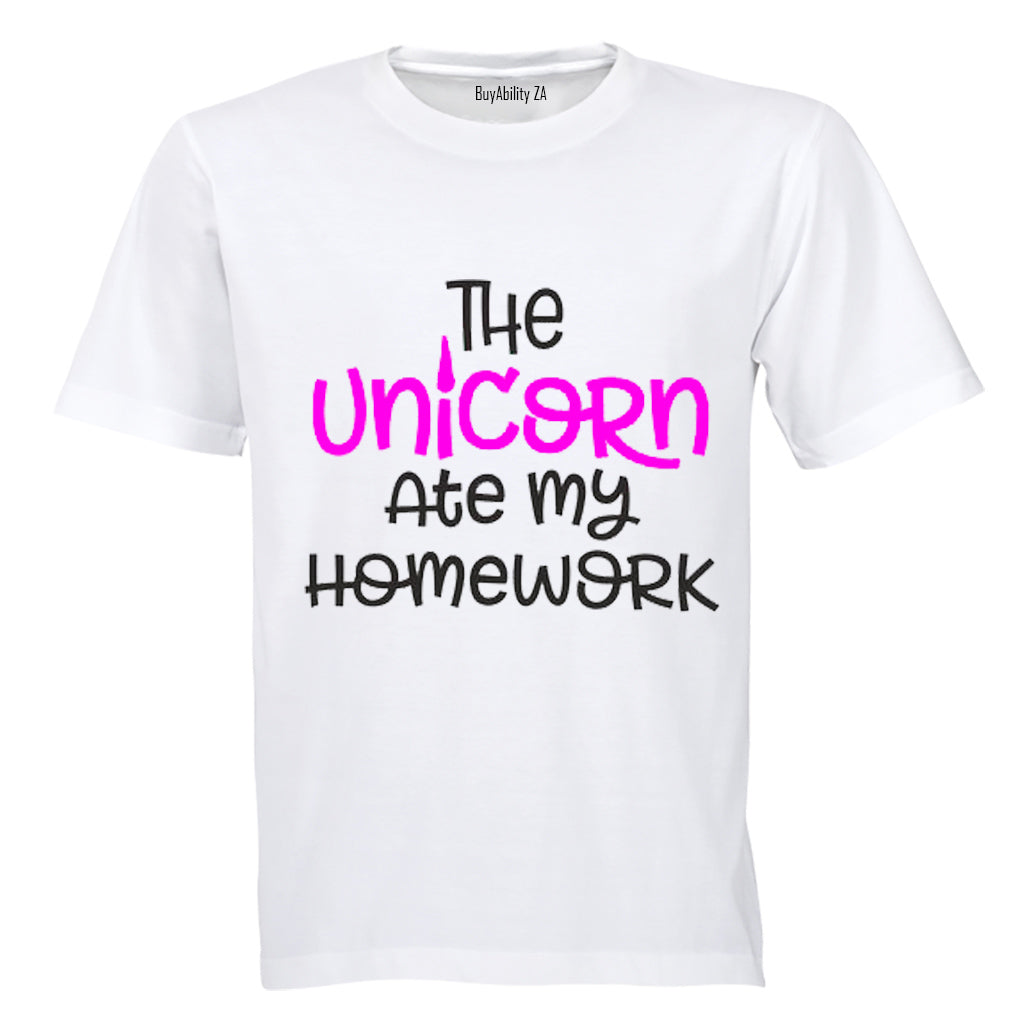 The Unicorn Ate My Homework - Kids T-Shirt - BuyAbility