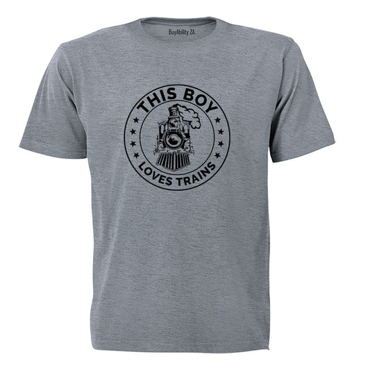 This Boy Loves Trains - Circular - Kids T-Shirt