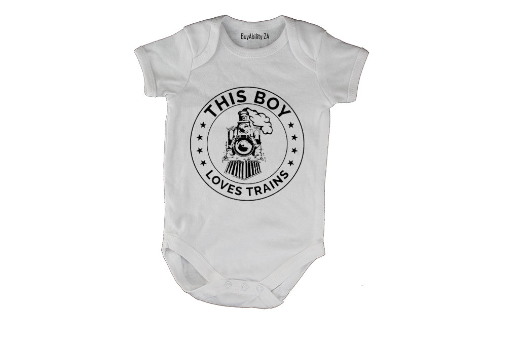 This Boy Loves Trains - Circular - Baby Grow