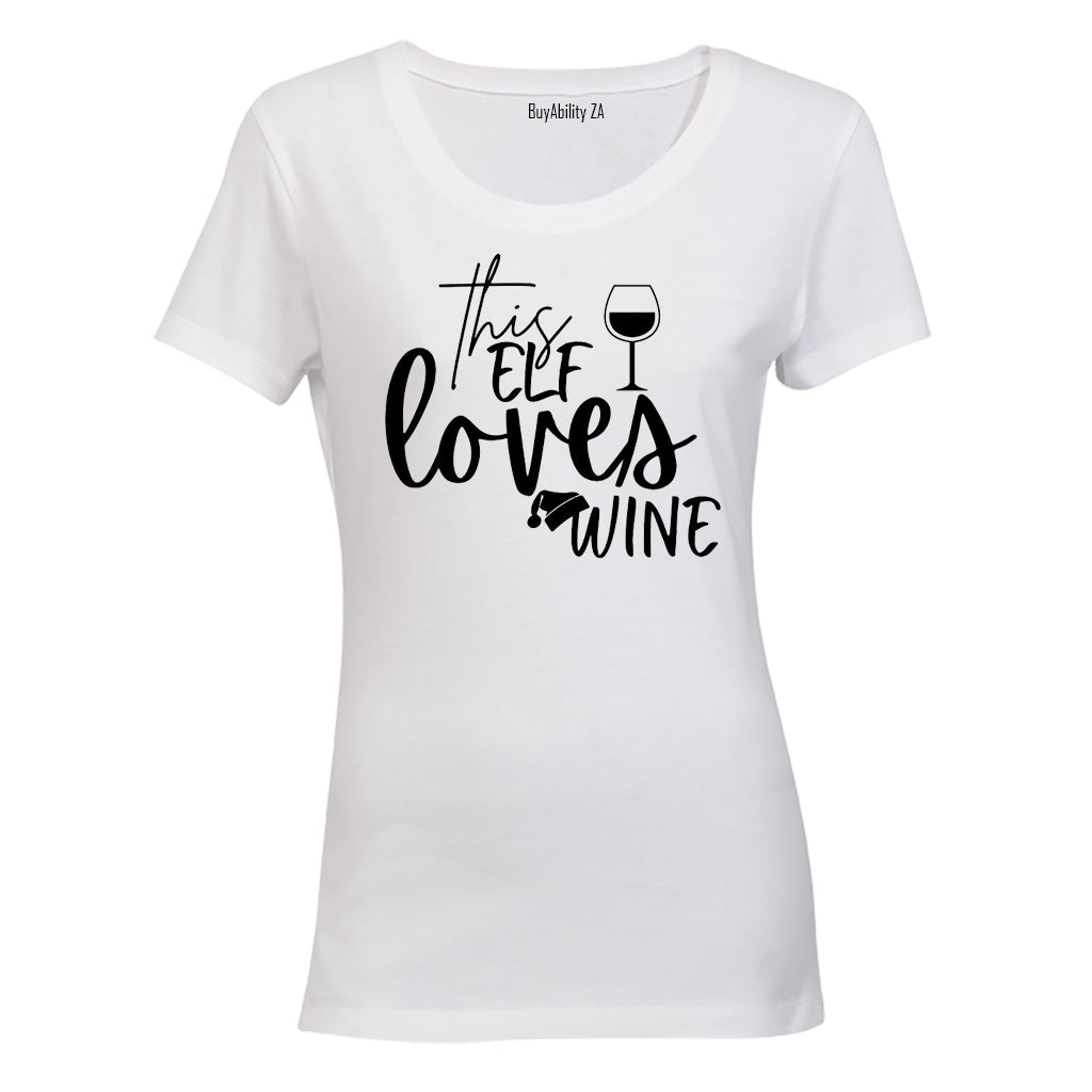 This Elf Loves Wine - Christmas - Ladies - T-Shirt