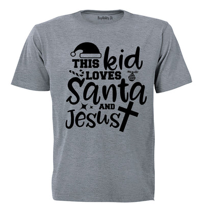 This Kid Loves Santa & Jesus - Christmas - Kids T-Shirt