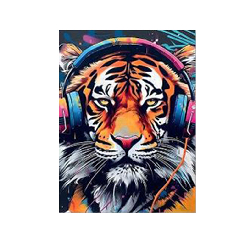Music Tiger - Framed Canvas Wall Art