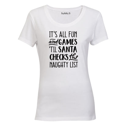 Til Santa Checks - Christmas - Ladies - T-Shirt