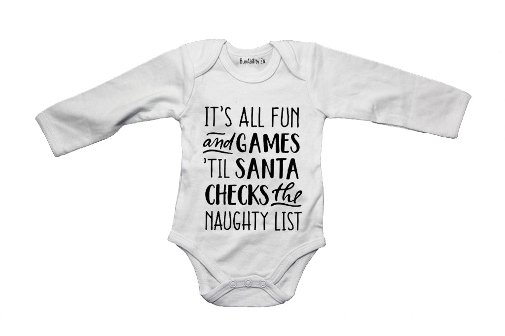 Til Santa Checks - Christmas - Baby Grow