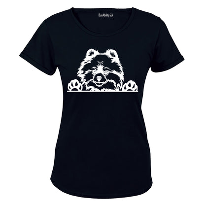 Toy Pomeranian - Peeking Dog - Ladies - T-Shirt - BuyAbility