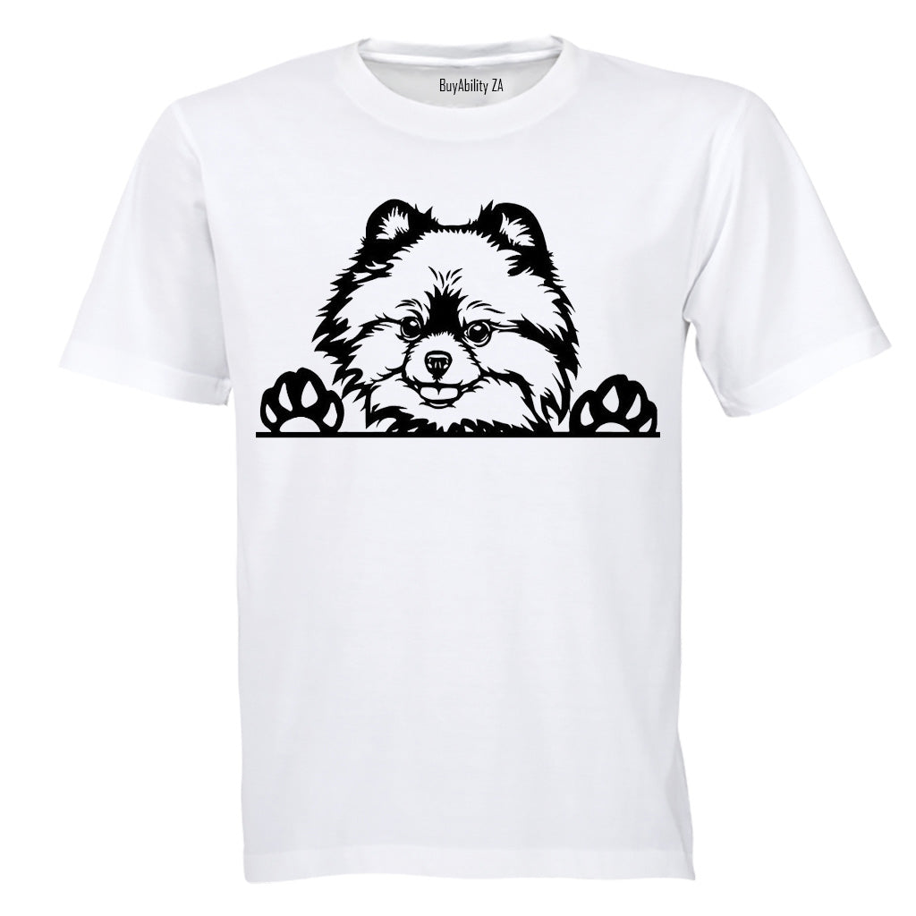 Toy Pomeranian - Peeking Dog - Adults - T-Shirt - BuyAbility