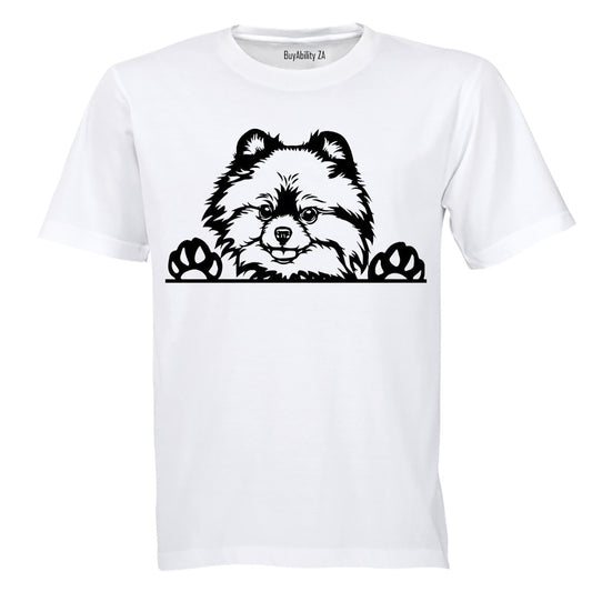 Toy Pomeranian - Peeking Dog - Adults - T-Shirt - BuyAbility