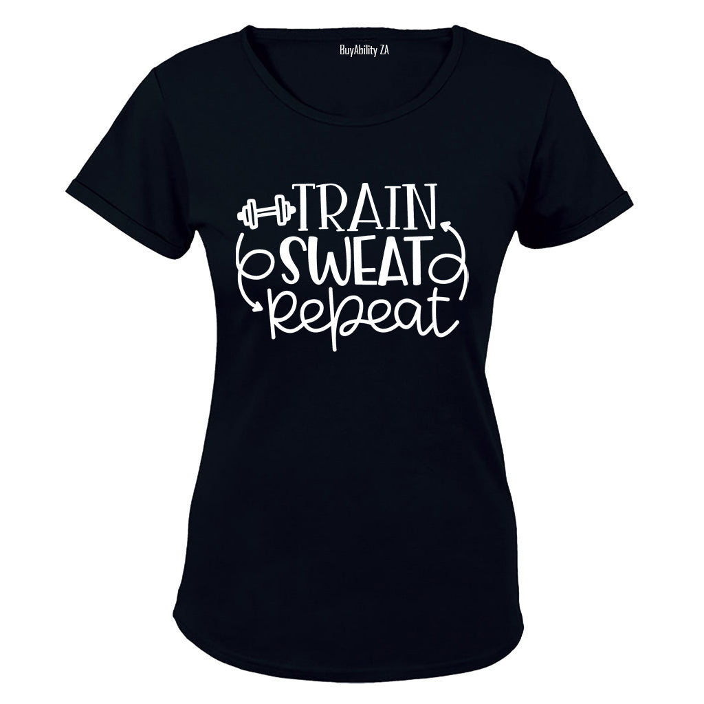 Train. Sweat. Repeat - Ladies - T-Shirt - BuyAbility