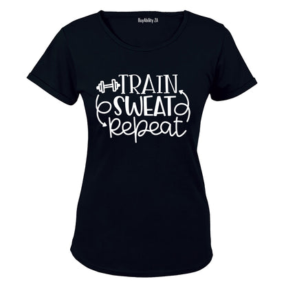 Train. Sweat. Repeat - Ladies - T-Shirt - BuyAbility