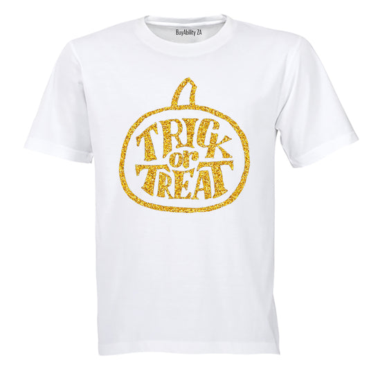 Glitter Gold Halloween Trick or Treat Pumpkin - Kids T-Shirt