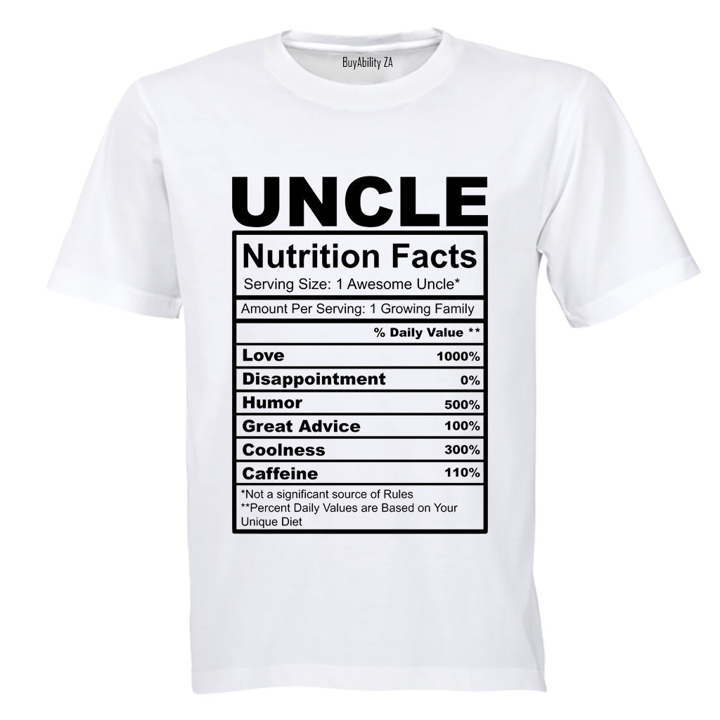 Uncle - Nutrition Facts - Adults - T-Shirt - BuyAbility South Africa