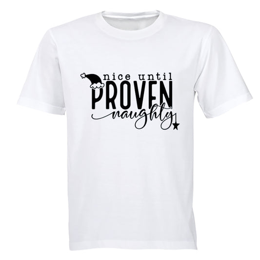 Until Proven Naughty - Christmas - Adults - T-Shirt - BuyAbility South Africa