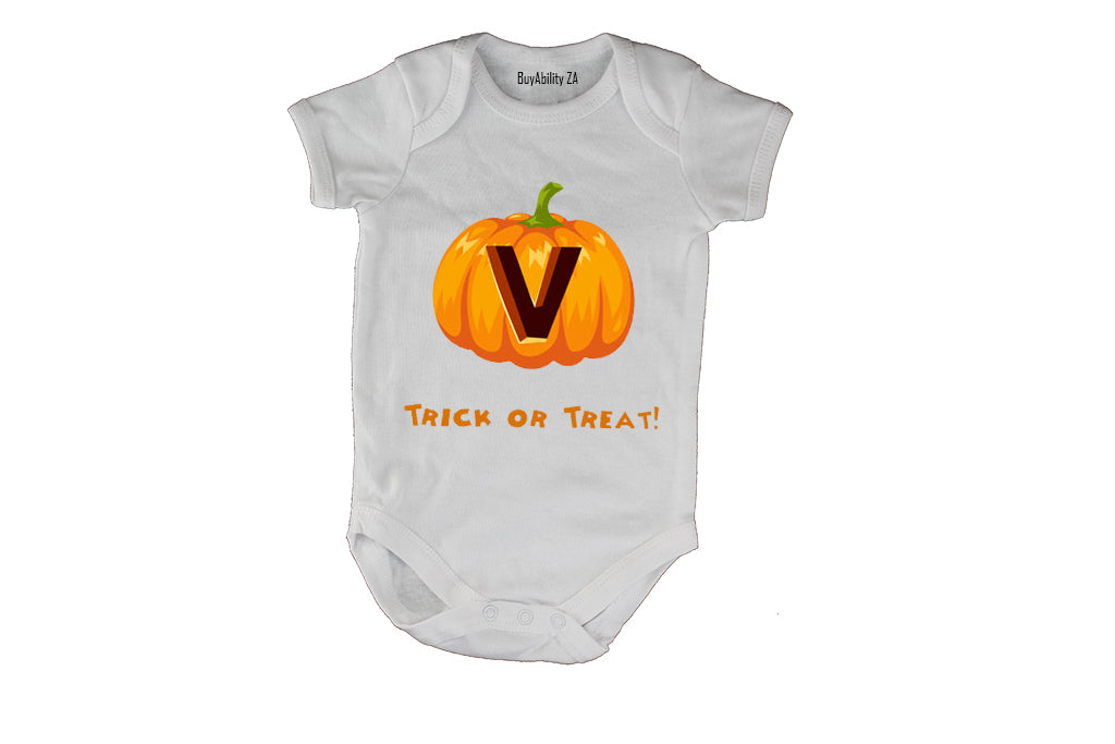 V - Halloween Pumpkin - Baby Grow