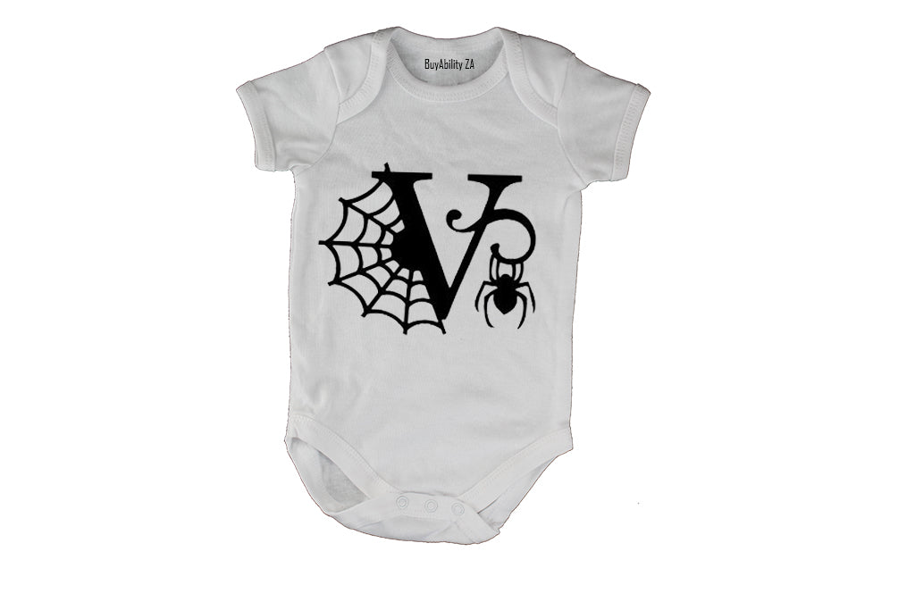 V - Halloween Spiderweb - Baby Grow