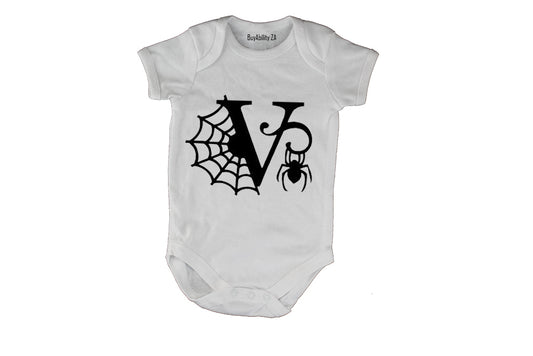 V - Halloween Spiderweb - Baby Grow