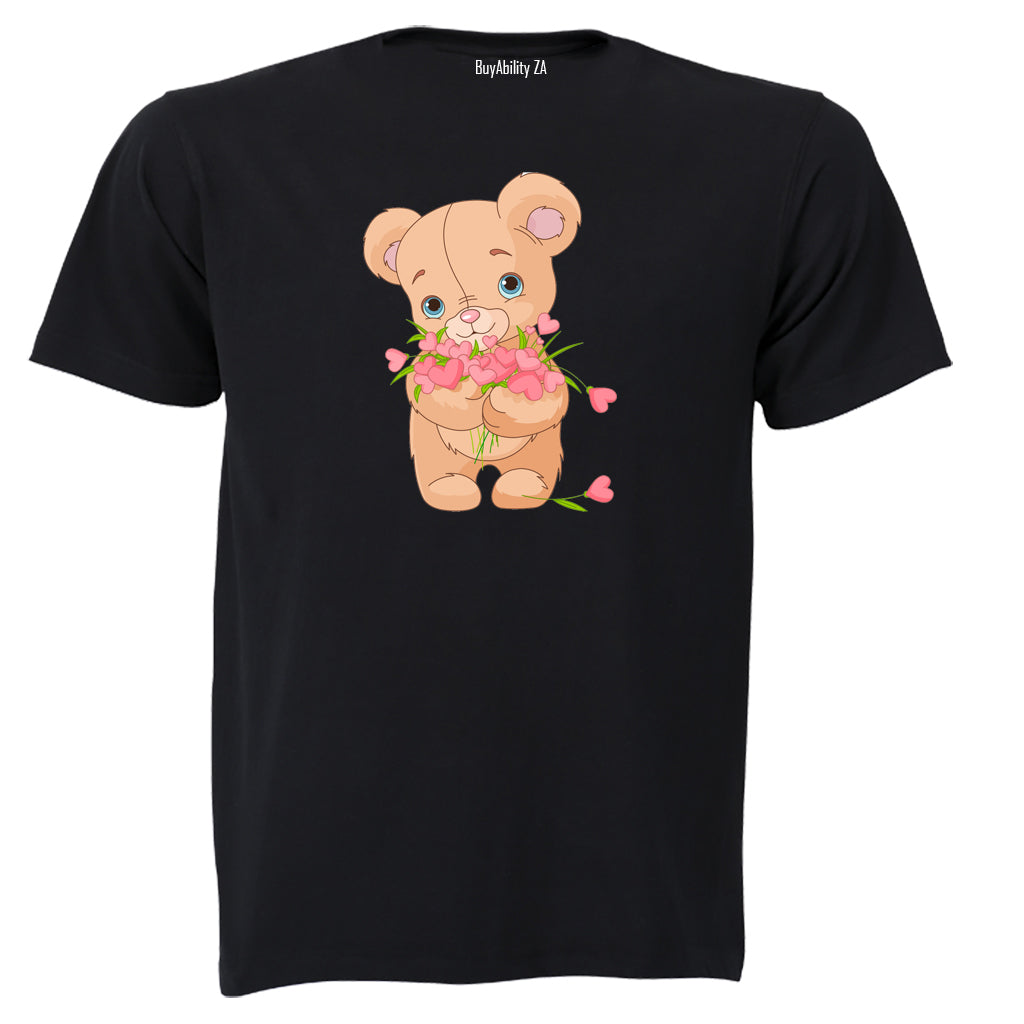 Valentine Flowers Teddy - Kids T-Shirt