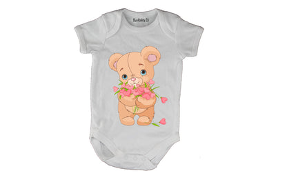 Valentine Flowers Teddy - Baby Grow