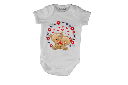 Valentine Teddies, Circular - Baby Grow