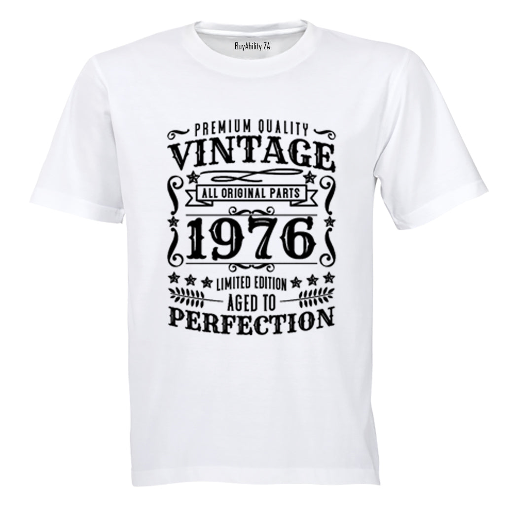 Vintage 1976 Aged To Perfection - Adults - T-Shirt - BuyAbility South Africa