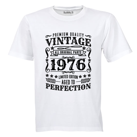 Vintage 1976 Aged To Perfection - Adults - T-Shirt - BuyAbility South Africa