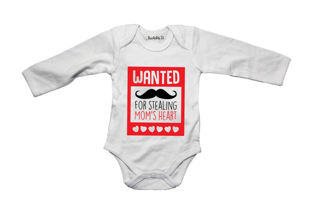 Wanted for Stealing Mom's Heart - Valentine - Baby Grow