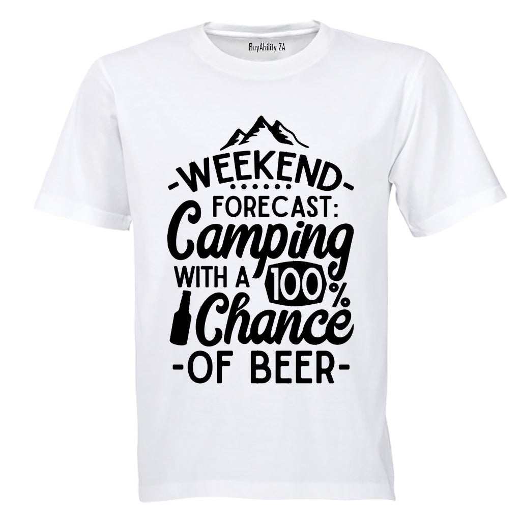 Weekend Forecast - Camping & Beer - Adults - T-Shirt