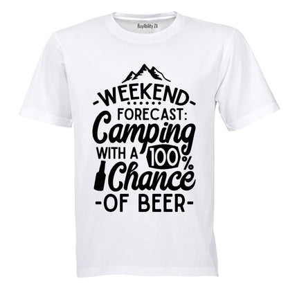 Weekend Forecast - Camping & Beer - Adults - T-Shirt