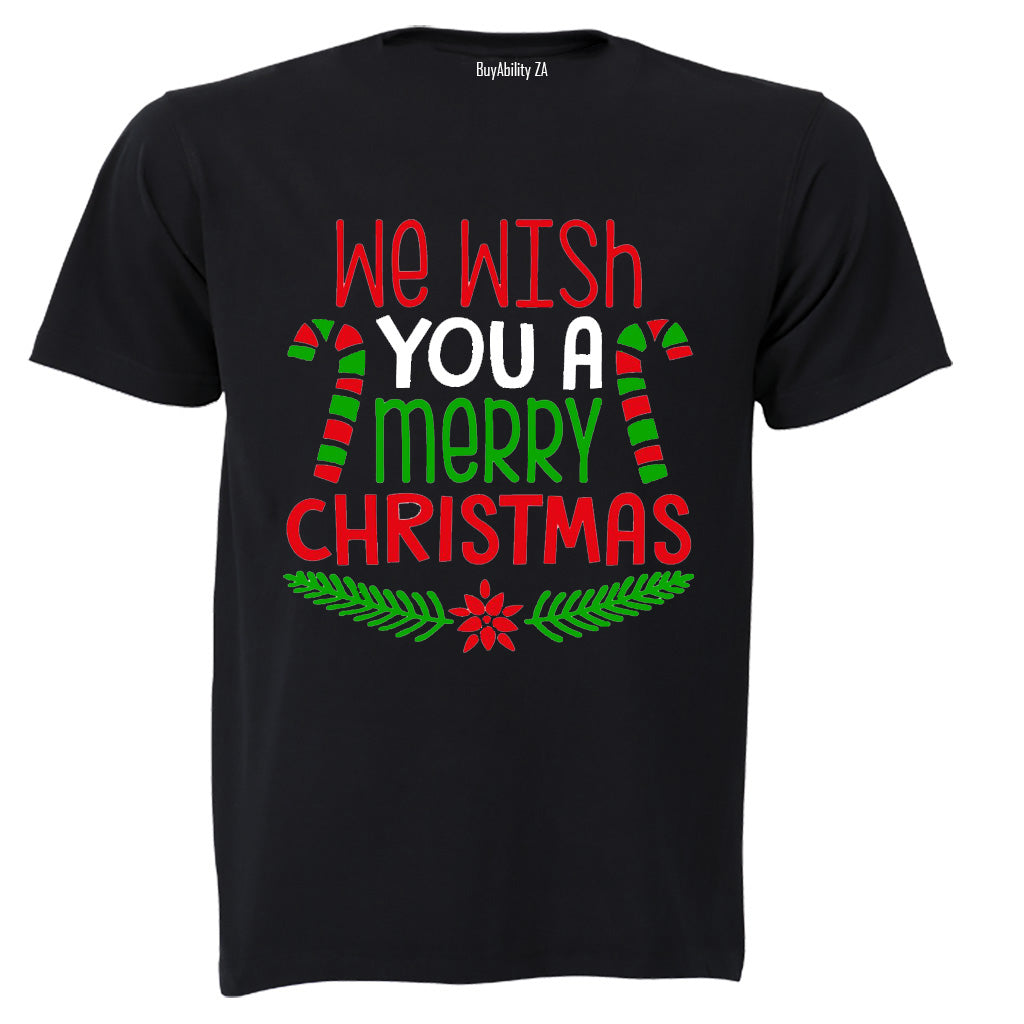 We Wish You a Merry Christmas - Colourful - Adults - T-Shirt - BuyAbility
