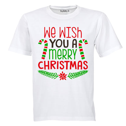 We Wish You a Merry Christmas - Colourful - Adults - T-Shirt - BuyAbility