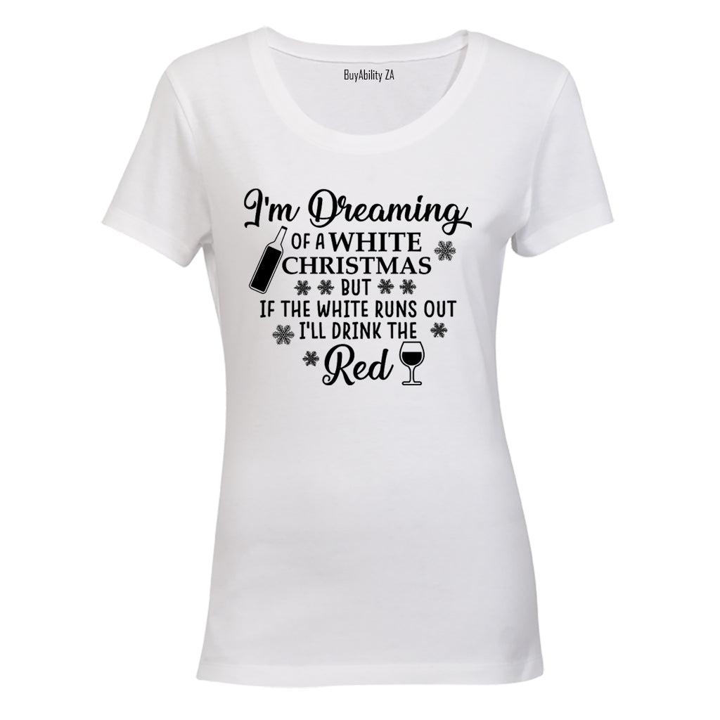 White Christmas - Wine - Ladies - T-Shirt