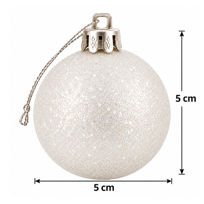 5cm Christmas Baubles - 10 Piece - White