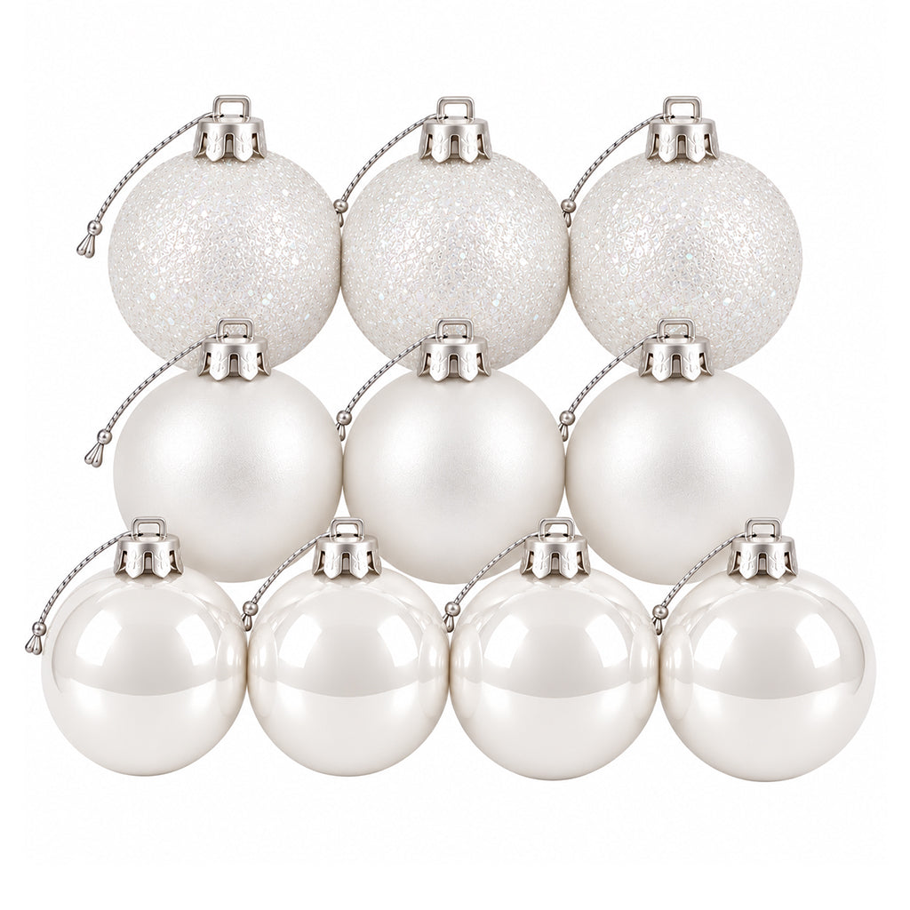 5cm Christmas Baubles - 10 Piece - White