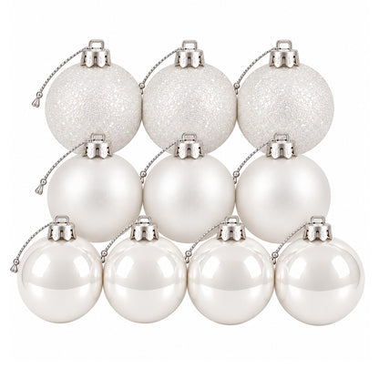 5cm Christmas Baubles - 10 Piece - White