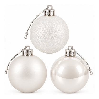 5cm Christmas Baubles - 10 Piece - White